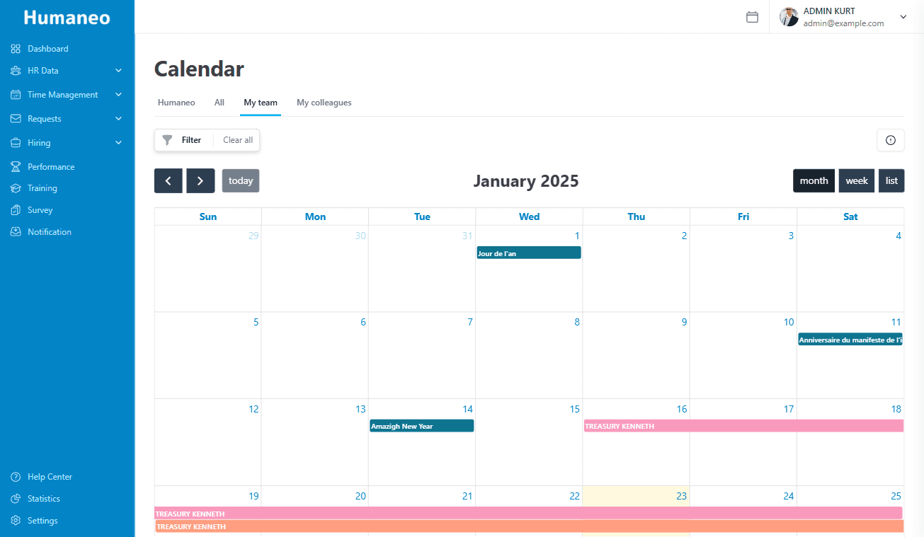 Team Calendar View