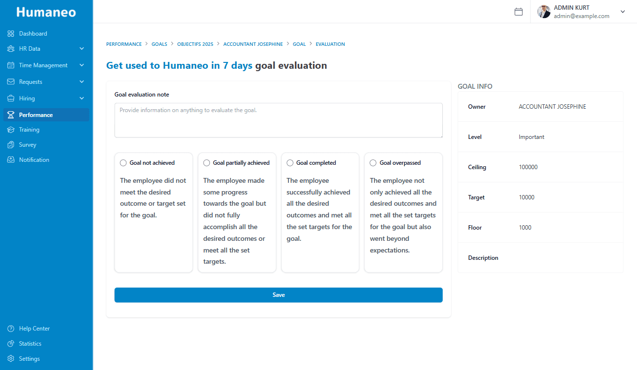 Goal Evaluation